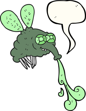 Bir insan tarafından çizilmiş serbest konuşma balonu karikatürü iğrenç sinek.