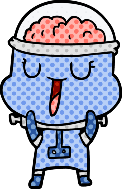 Bir insan tarafından çizilmiş mutlu çizgi film robotu