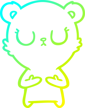 Bir insan tarafından çizilmiş barışçıl bir ayı yavrusunun soğuk gradyan çizgisi