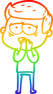 Gökkuşağı gradyan çizgi çizimi bir insan tarafından çizilmiş yorgun bir adam