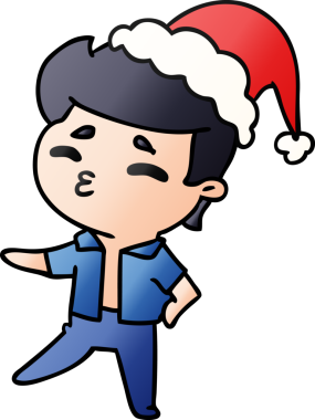 Bir insan tarafından çizilmiş Kawai çocuğunun el çizimi gradyan çizgi filmi.