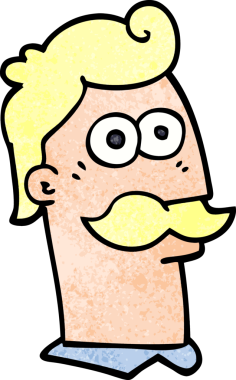 Bir insan tarafından çizilmiş bıyıklı karalama adamı.