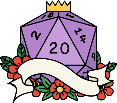 Retro Dövme Biçimi Doğal 20 D20 zar bir insan tarafından çizildi