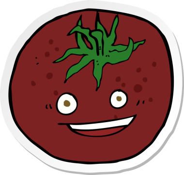 Bir insan tarafından çizilmiş bir domates etiketi.