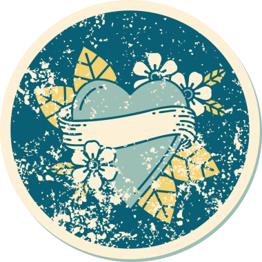 Bir insan tarafından çizilmiş kalp ve bayrağın sembolik depresif dövme şekli