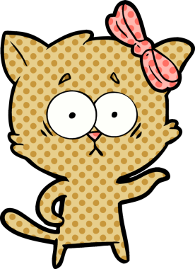 Bir insan tarafından çizilmiş çizgi film kedisi.