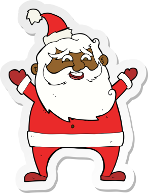 Bir insan tarafından çizilmiş neşeli bir Noel Baba çizgi filminin çıkartması.