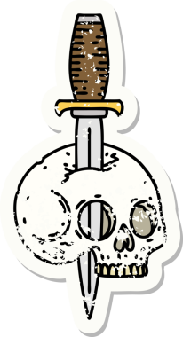 Bir insan tarafından çizilmiş geleneksel bir kafatası stili dövmesi var.