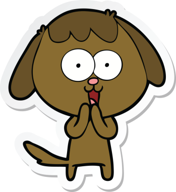 Bir insan tarafından çizilmiş şirin bir köpeğin çıkartması.