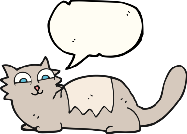 Bir insan tarafından çizilmiş serbest konuşma balonu çizgi film kedisi