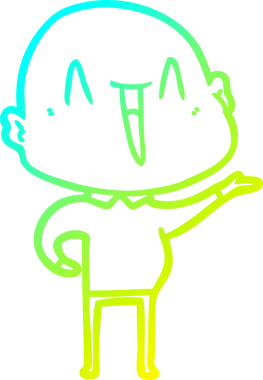 Bir insan tarafından çizilmiş, mutlu, kel bir adamın çizdiği soğuk çizgi.