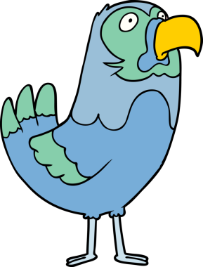 Bir insan tarafından çizilmiş papağan.