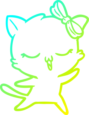 Bir insan tarafından kafasının üzerine yay çizilmiş çizgi film kedisi çizimi.