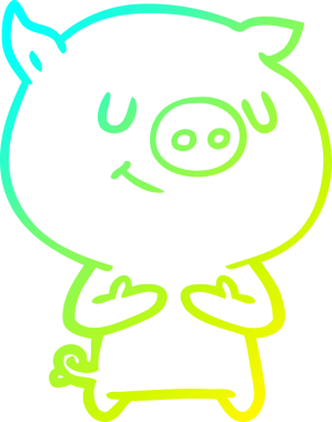 Bir insan tarafından çizilmiş mutlu çizgi film domuzu çizimi.