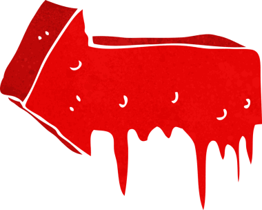 Bir insan tarafından çizilmiş kanlı ok çizgi filmi.