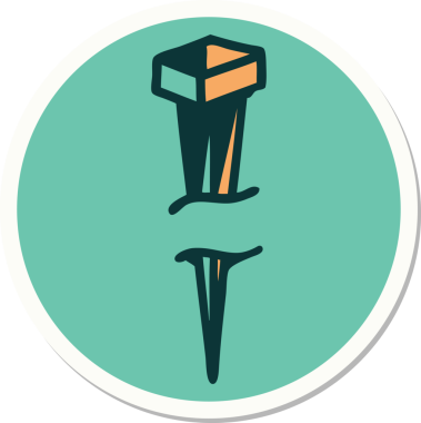 Bir insan tarafından çizilmiş geleneksel demir çivi stili dövme çıkartması.