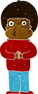 bir insan tarafından çizilmiş utangaç bir çocuk.