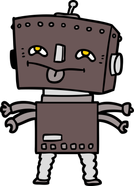 Bir insan tarafından çizilmiş çizgi film robotu