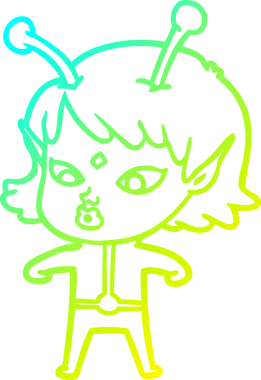 Bir insan tarafından çizilmiş güzel bir uzaylı kız çizimi.