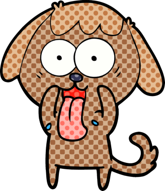 Bir insan tarafından çizilmiş şirin bir çizgi film köpeği.