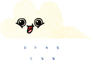 Bir insan tarafından çizilmiş yağmur bulutunun retro çizim tarzı karikatürü