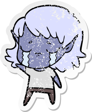 Bir insan tarafından çizilmiş, ağlayan bir elf kızı.