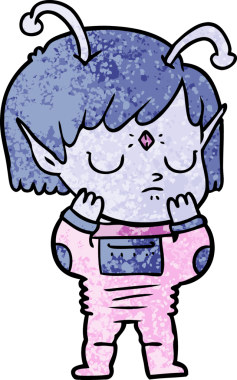 Bir insan tarafından çizilmiş uzaylı kız.