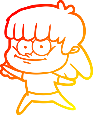 Bir insan tarafından çizilmiş gülümseyen bir karikatür çizimi