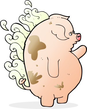 Bir insan tarafından çizilmiş şişman kokuşmuş domuz.