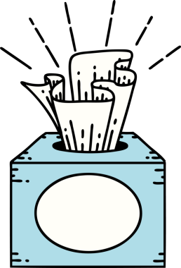 Bir insan tarafından çizilmiş geleneksel bir dövme kutusu çizimi.