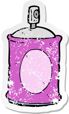 Bir insan tarafından çizilmiş karikatür spreyinin gerilimli yapıştırması.