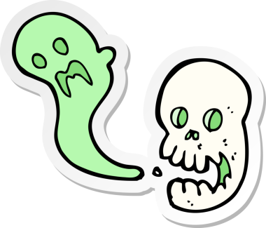 Bir insan tarafından çizilmiş ürkütücü bir karikatür çıkartması.