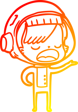 Bir insan tarafından çizilmiş bir karikatür astronot kadın çizimi.