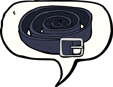 Bir insan tarafından çizilmiş konuşma baloncuklu deri kemer.