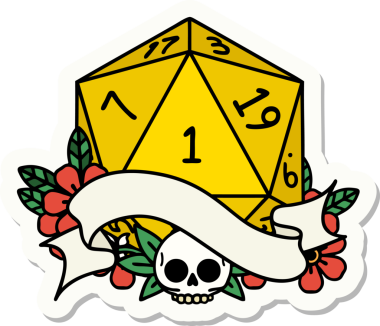 Bir insan tarafından çizilmiş doğal bir d20 zar etiketi.