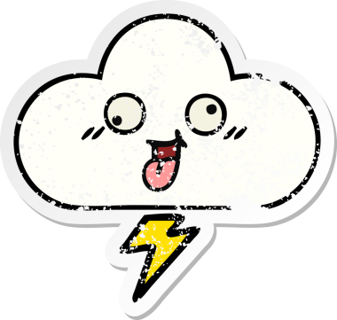 Bir insan tarafından çizilmiş tatlı bir karikatür fırtına bulutunun sıkıntılı çıkartması