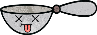 Bir insan tarafından çizilmiş bir kaşık retro grunge desen karikatürü.