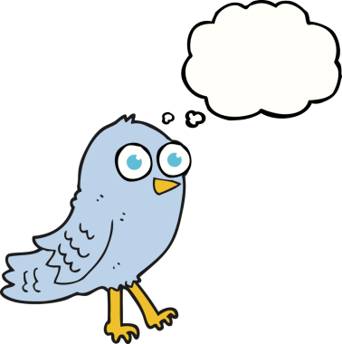 Bir insan tarafından çizilmiş serbest çizim balon karikatür kuşu.