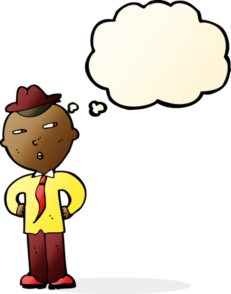 Bir insan tarafından çizilmiş düşünce balonlu şapka takan çizgi film adamı.