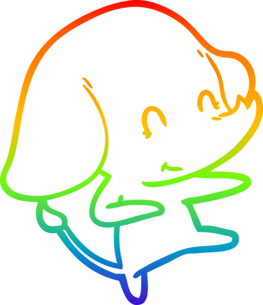 Gökkuşağı gradyan çizgisi bir insan tarafından çizilmiş şirin bir fil çizimi