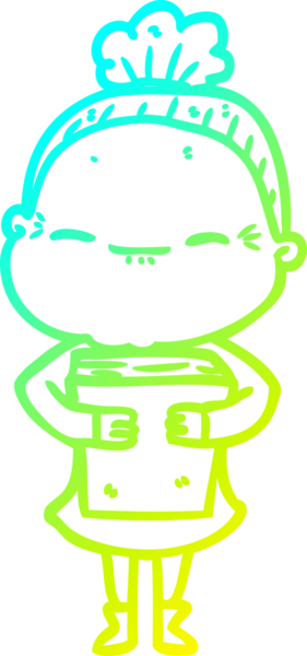 Bir insan tarafından çizilmiş barışçıl, yaşlı bir kadının soğuk çizgi çizimi.