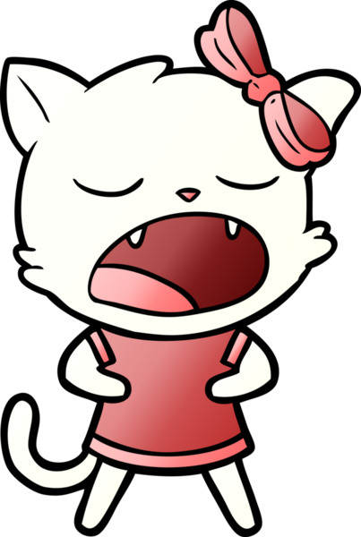 Bir insan tarafından çizilmiş esneyen kedi çizgi filmi.