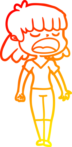 Bir insan tarafından yüksek sesle çizilmiş bir çizgi film kadını çizimi.