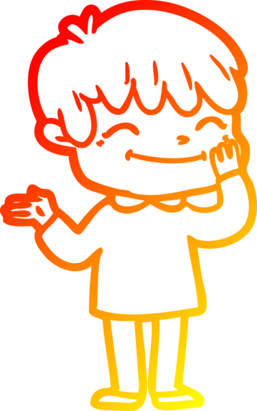 Bir insan tarafından çizilen mutlu bir çocuğun sıcak çizgi çizimi.