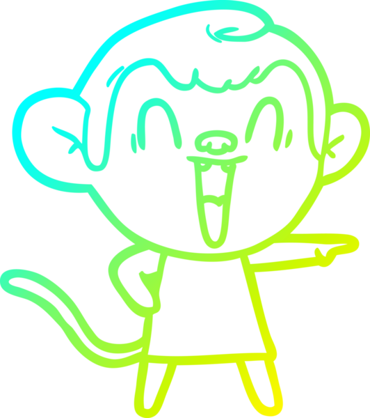 Bir insan tarafından çizilmiş gülen maymun çizgi çizimi.