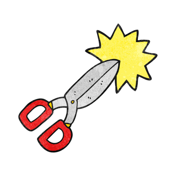 Bir insan tarafından çizilmiş el yazısı desenli makas.