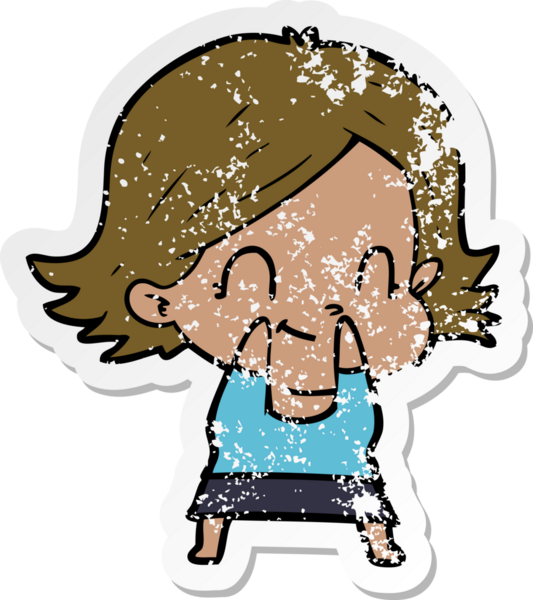 Bir insan tarafından çizilmiş, karikatür dostu bir kızın sıkıntılı çıkartması.