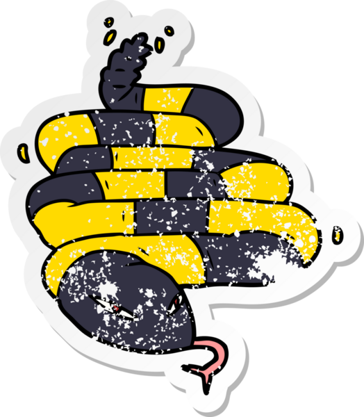 Bir insan tarafından çizilmiş zehirli bir yılanın karikatür yapıştırması.