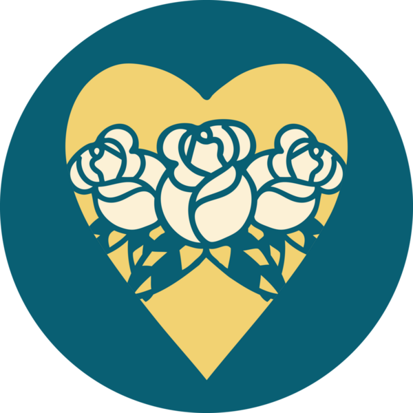 Bir insan tarafından çizilmiş kalp ve çiçeklerin ikonik dövme şekli