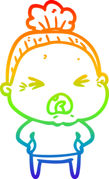 Bir insan tarafından çizilmiş kızgın yaşlı bir kadının çizimi.